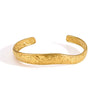 Stainless Steel Waveshaped Open Bangle Bracelet With Geometric Plated Finish Fashion Jewelry