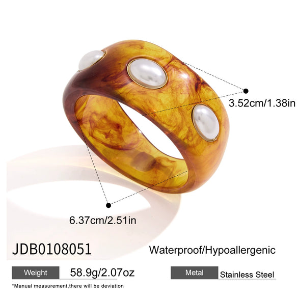 Stainless Steel Waveshaped Open Bangle Bracelet With Geometric Plated Finish Fashion Jewelry