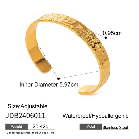 Stainless Steel Wavy Open Women's Gloss Bracelet With Geometric Style And Electroplating Design