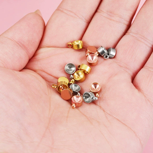 Stainless Steel Welding Ring Drill Cup Base Jewelry Accessories Birthstone Pendant Base Electroplated