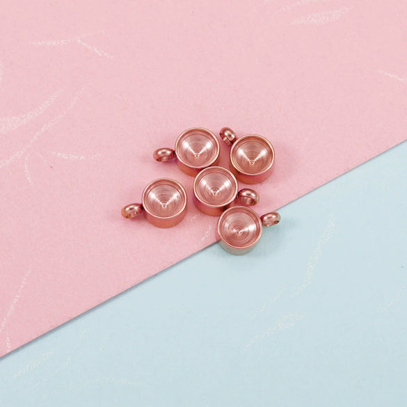 Stainless Steel Welding Ring Drill Cup Base Jewelry Accessories Birthstone Pendant Base Electroplated