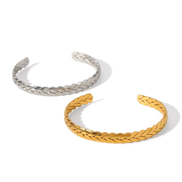 Stainless Steel Wheat Ear Open Bracelet For Women Electroplated Simple Highend Nonfading Hand Jewelry