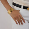 Stainless Steel Wide Bracelet Minimalist Design Unique Texture Electroplated Geometric Jewelry