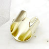 Stainless Steel Wide Face Ring Geometric Pattern Electroplated Real Gold Retro Open Ring Shaped Fritillaria