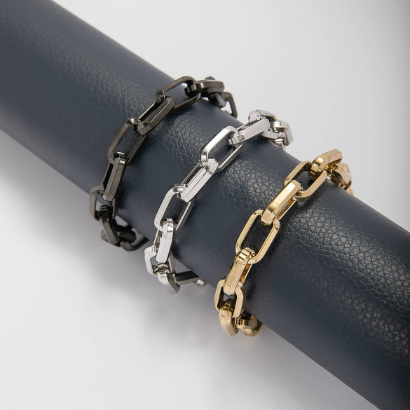 Stainless Steel Wide Tshaped Long Box Chain Bracelet With Geometric Rhombus Design Electroplated Unisex Fashion Jewelry