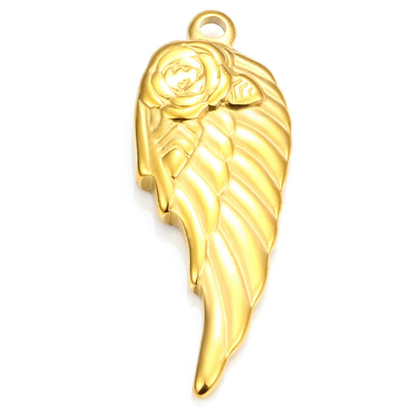 Stainless Steel Wings Pendant Necklace Jewelry Accessories With Vacuum Furnace Plating Gold And Electroplating Design