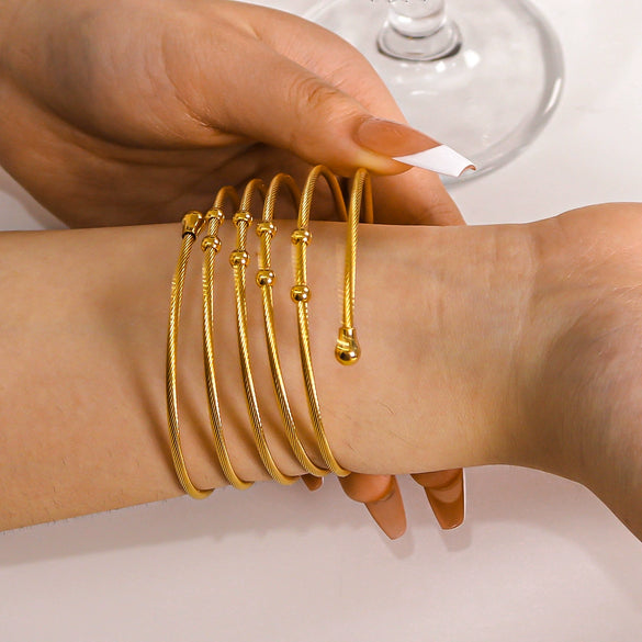 Stainless Steel Wire Braided Twist Multilayer Winding Loop Women's Bracelet With Electroplating Treatment