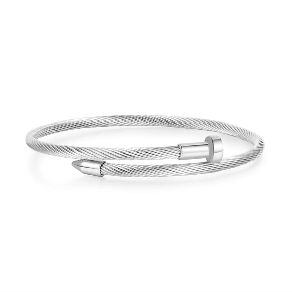 Stainless Steel Wire Rope Nail Spiral Adjustable Open Electroplated Bracelet