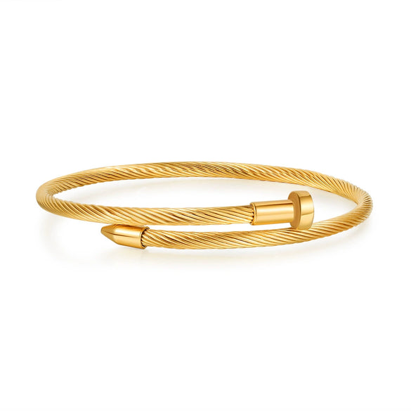 Stainless Steel Wire Rope Nail Spiral Adjustable Open Electroplated Bracelet