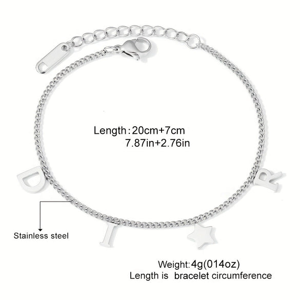 Stainless Steel Women's Anklet With Letters Pattern For Beach