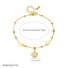 Stainless Steel Women's Anklet With Shell Starfish Pendant And Round Rhinestone Chain In Simple Style