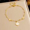 Stainless Steel Women's Anklet With Shell Starfish Pendant And Round Rhinestone Chain In Simple Style