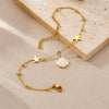 Stainless Steel Women's Anklet With Shell Starfish Pendant And Round Rhinestone Chain In Simple Style