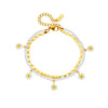 Stainless Steel Women's Anklet With Woven Rice Bead Oil Drop And Flower Pattern