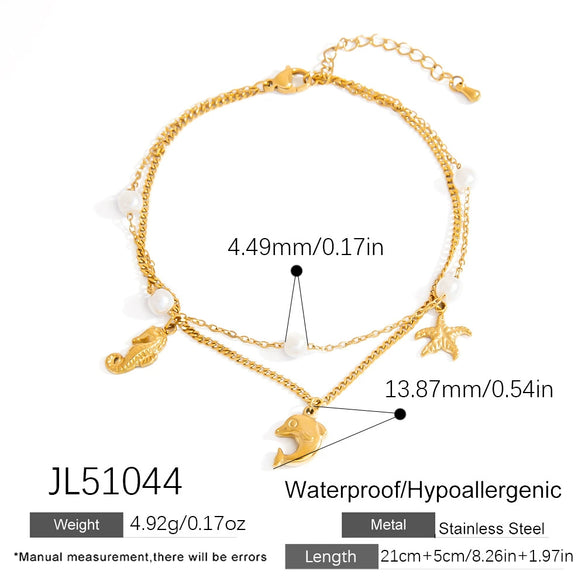 Stainless Steel Women's Anklets With Animal Zodiac Pattern Light Luxury Style 18K Gold Nonfading
