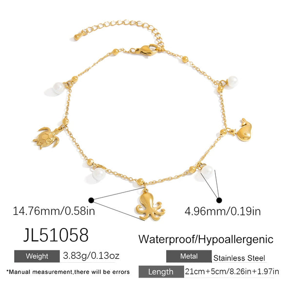 Stainless Steel Women's Anklets With Animal Zodiac Pattern Light Luxury Style 18K Gold Nonfading