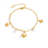 Stainless Steel Women's Anklets With Animal Zodiac Pattern Light Luxury Style 18K Gold Nonfading