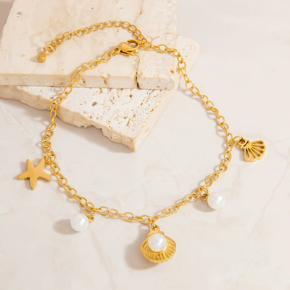 Stainless Steel Women's Anklets With Animal Zodiac Pattern Light Luxury Style 18K Gold Nonfading