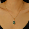 Stainless Steel Women's Baroquestyle Pendant Necklace With Leaf Animal And Zodiac Inlaid Gemstones