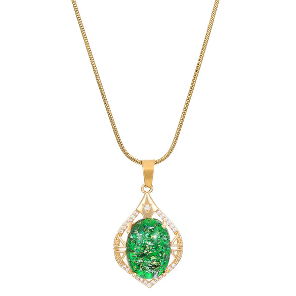 Stainless Steel Women's Baroquestyle Pendant Necklace With Leaf Animal And Zodiac Inlaid Gemstones