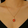 Stainless Steel Women's Baroquestyle Pendant Necklace With Leaf Animal And Zodiac Inlaid Gemstones