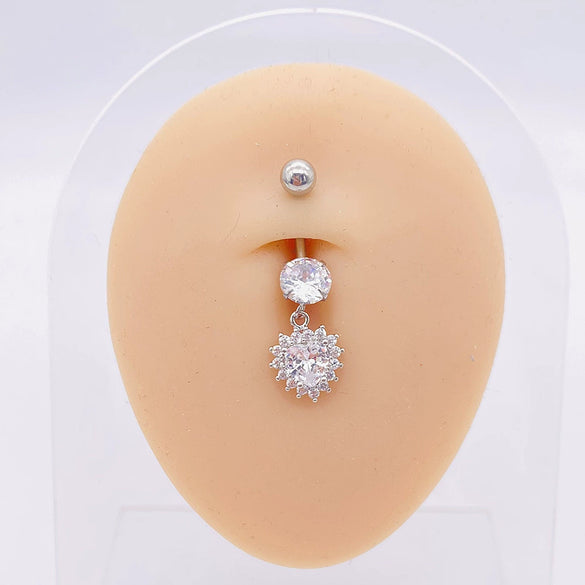 Stainless Steel Women's Body Piercing Jewelry Navel Ring With Heartshaped Butterfly Starshaped Leaves Pendant Alloy Inlaid Artificial And Semiprecious Stones Electroplated