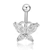Stainless Steel Women's Body Piercing Jewelry Navel Ring With Heartshaped Butterfly Starshaped Leaves Pendant Alloy Inlaid Artificial And Semiprecious Stones Electroplated