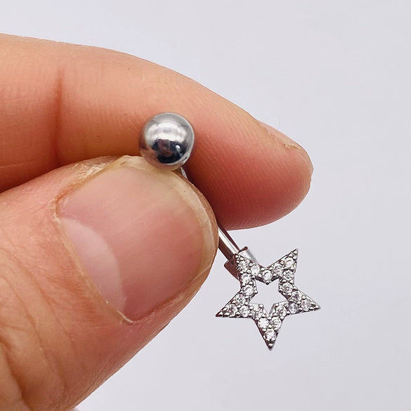 Stainless Steel Women's Body Piercing Jewelry Navel Ring With Heartshaped Butterfly Starshaped Leaves Pendant Alloy Inlaid Artificial And Semiprecious Stones Electroplated