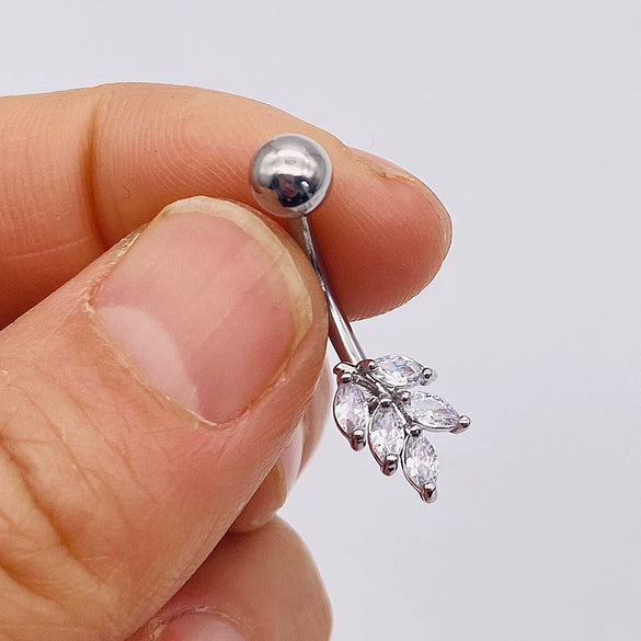 Stainless Steel Women's Body Piercing Jewelry Navel Ring With Heartshaped Butterfly Starshaped Leaves Pendant Alloy Inlaid Artificial And Semiprecious Stones Electroplated