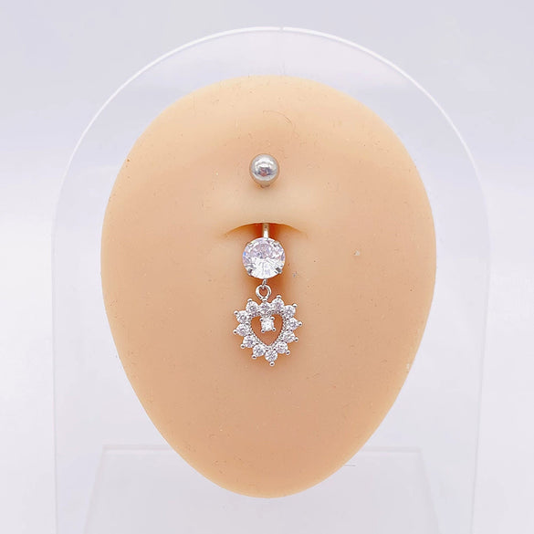 Stainless Steel Women's Body Piercing Jewelry Navel Ring With Heartshaped Butterfly Starshaped Leaves Pendant Alloy Inlaid Artificial And Semiprecious Stones Electroplated