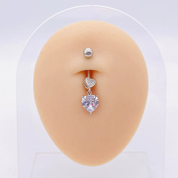 Stainless Steel Women's Body Piercing Jewelry Navel Ring With Heartshaped Butterfly Starshaped Leaves Pendant Alloy Inlaid Artificial And Semiprecious Stones Electroplated