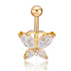 Stainless Steel Women's Body Piercing Jewelry Navel Ring With Heartshaped Butterfly Starshaped Leaves Pendant Alloy Inlaid Artificial And Semiprecious Stones Electroplated