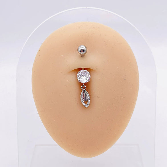 Stainless Steel Women's Body Piercing Jewelry Navel Ring With Heartshaped Butterfly Starshaped Leaves Pendant Alloy Inlaid Artificial And Semiprecious Stones Electroplated
