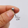 Stainless Steel Women's Body Piercing Jewelry Navel Ring With Heartshaped Butterfly Starshaped Leaves Pendant Alloy Inlaid Artificial And Semiprecious Stones Electroplated