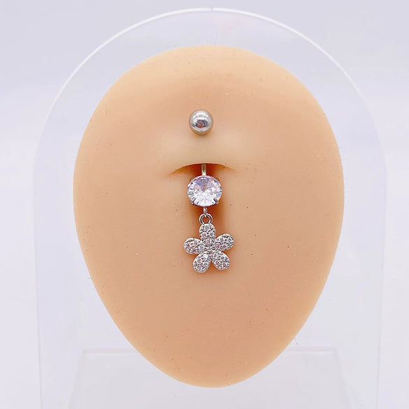 Stainless Steel Women's Body Piercing Jewelry Navel Ring With Heartshaped Butterfly Starshaped Leaves Pendant Alloy Inlaid Artificial And Semiprecious Stones Electroplated