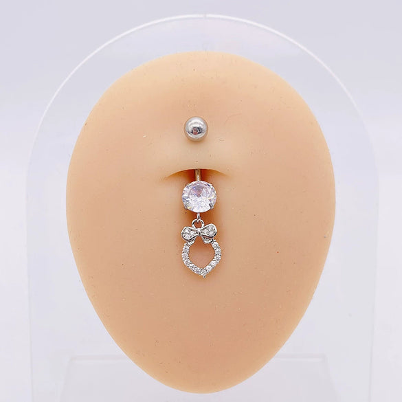 Stainless Steel Women's Body Piercing Jewelry Navel Ring With Heartshaped Butterfly Starshaped Leaves Pendant Alloy Inlaid Artificial And Semiprecious Stones Electroplated