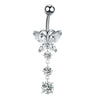 Stainless Steel Women's Body Piercing Jewelry Navel Ring With Heartshaped Butterfly Starshaped Leaves Pendant Alloy Inlaid Artificial And Semiprecious Stones Electroplated