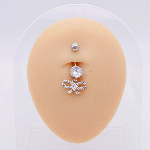 Stainless Steel Women's Body Piercing Jewelry Navel Ring With Heartshaped Butterfly Starshaped Leaves Pendant Alloy Inlaid Artificial And Semiprecious Stones Electroplated