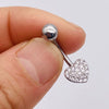 Stainless Steel Women's Body Piercing Jewelry Navel Ring With Heartshaped Butterfly Starshaped Leaves Pendant Alloy Inlaid Artificial And Semiprecious Stones Electroplated