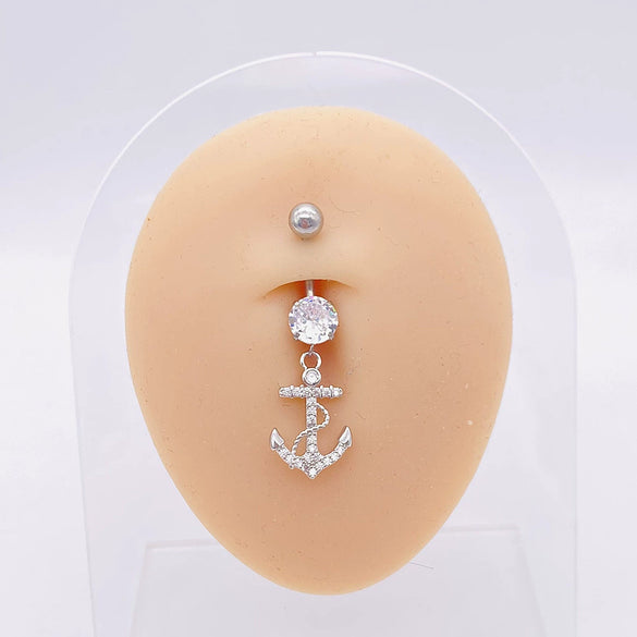 Stainless Steel Women's Body Piercing Jewelry Navel Ring With Heartshaped Butterfly Starshaped Leaves Pendant Alloy Inlaid Artificial And Semiprecious Stones Electroplated
