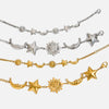 Stainless Steel Women's Casual Minimalist Bracelet With Star And Geometric Pattern Electroplated