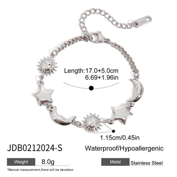 Stainless Steel Women's Casual Minimalist Bracelet With Star And Geometric Pattern Electroplated