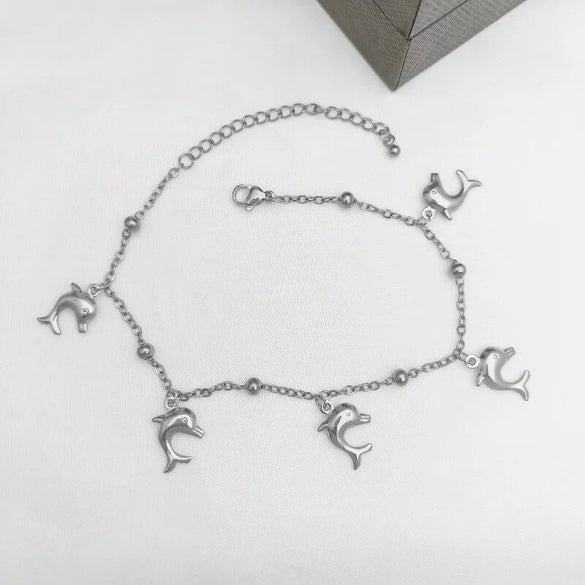 Stainless Steel Women's Dolphin Starfish Shell Anklet Accessories Fashionable Highend Niche Light Luxury