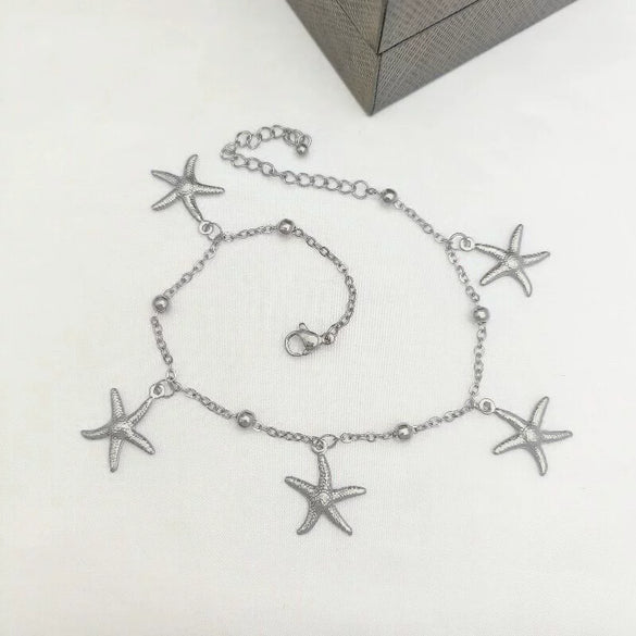 Stainless Steel Women's Dolphin Starfish Shell Anklet Accessories Fashionable Highend Niche Light Luxury