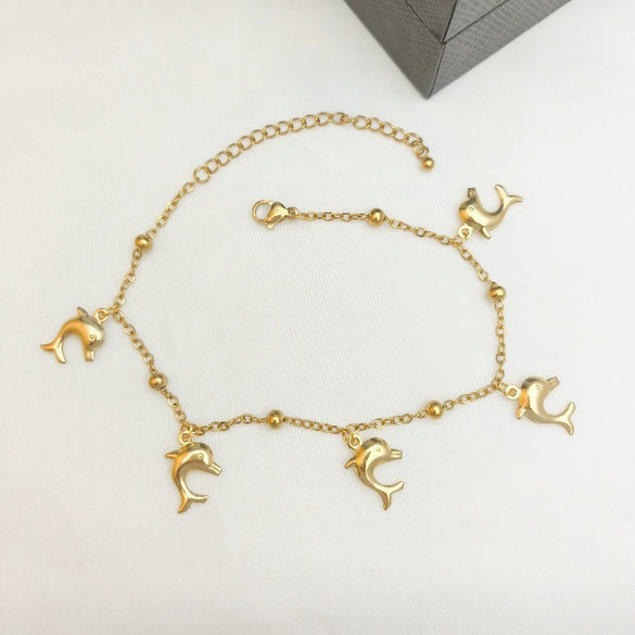 Stainless Steel Women's Dolphin Starfish Shell Anklet Accessories Fashionable Highend Niche Light Luxury