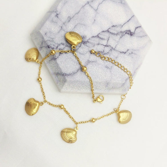 Stainless Steel Women's Dolphin Starfish Shell Anklet Accessories Fashionable Highend Niche Light Luxury