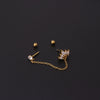 Stainless Steel Women's Double Ear Hole Ear Bone Nail Earrings With Flower Pattern And Electroplating Design