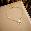 Stainless Steel Women's Double Layer Stacked Small Flower Eyes Water Drop Diamond Tassel Chain Anklet