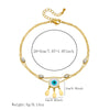 Stainless Steel Women's Double Layer Stacked Small Flower Eyes Water Drop Diamond Tassel Chain Anklet