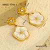 Stainless Steel Women's Earrings Necklace Bracelet With Zircon Flower Inlaid Motherofpearl Petal Pendant And Electroplating Design
